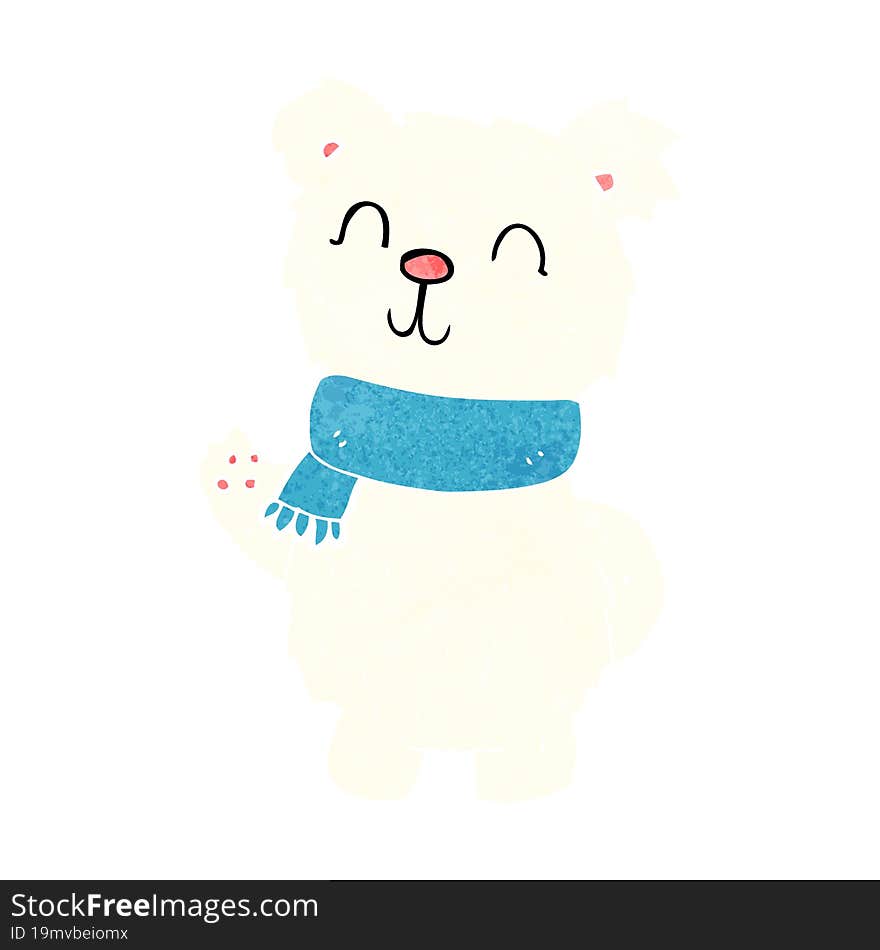 cartoon waving polar bear