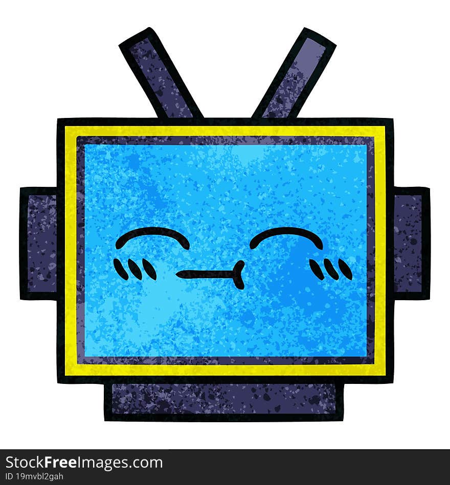 retro grunge texture cartoon robot head