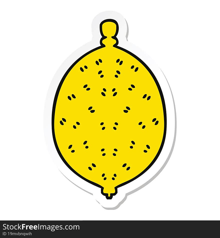 sticker of a quirky hand drawn cartoon lemon