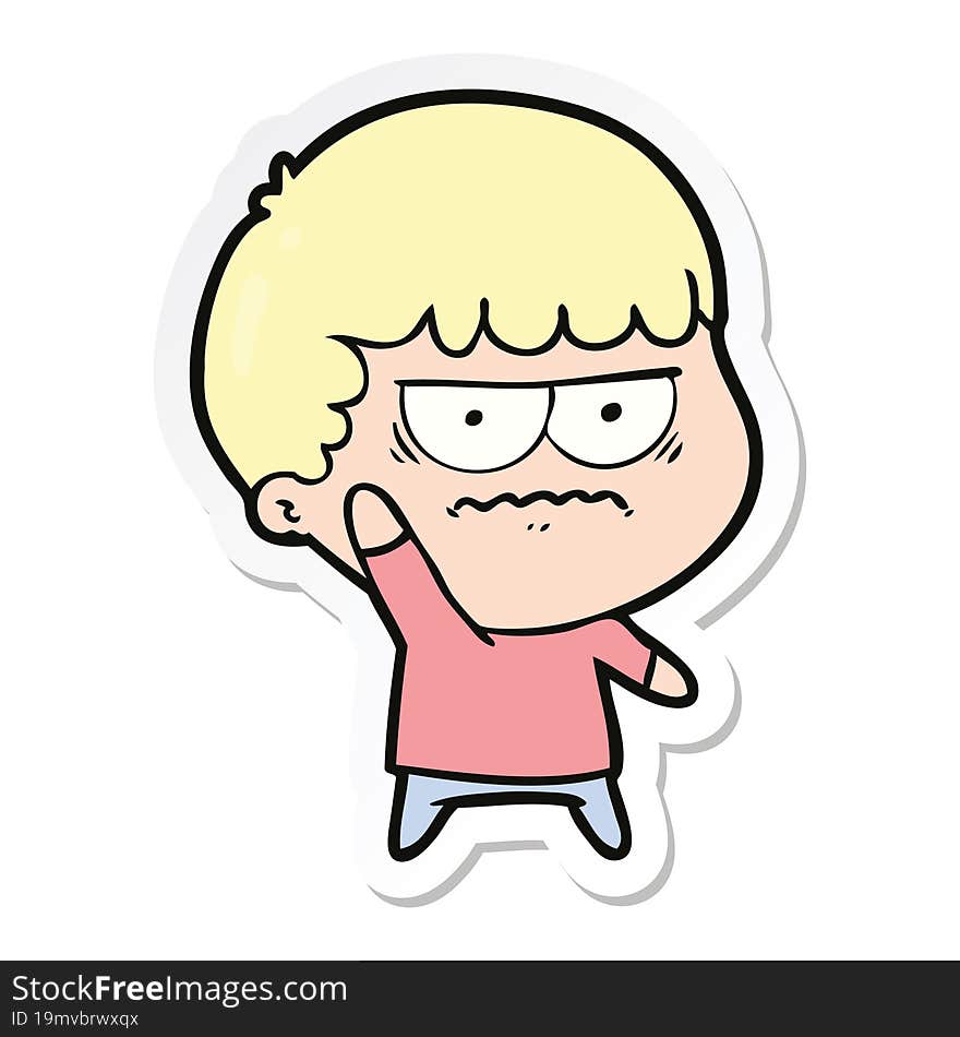 sticker of a cartoon annoyed man