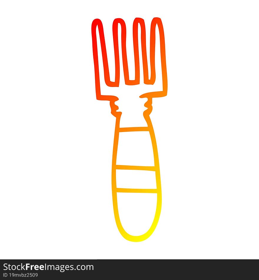 Warm Gradient Line Drawing Cartoon Fork