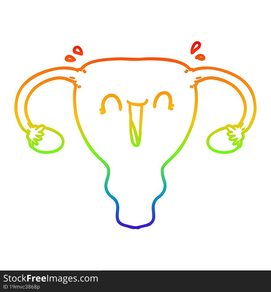 rainbow gradient line drawing cartoon happy uterus