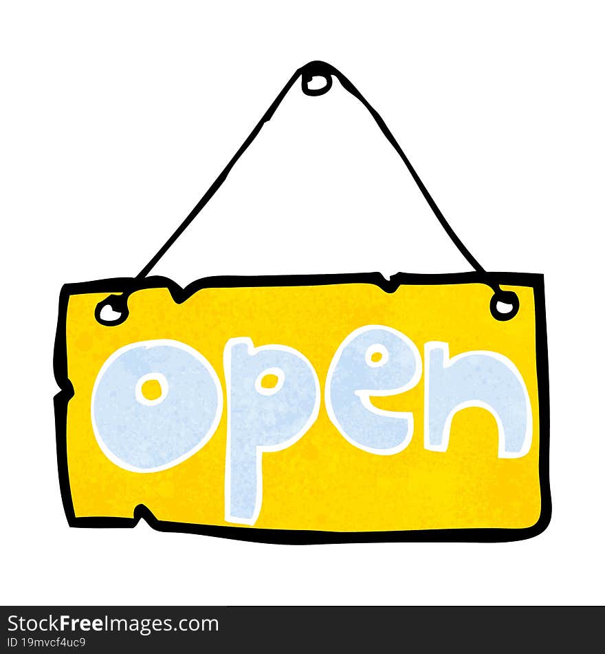 Cartoon Open Shop Sign