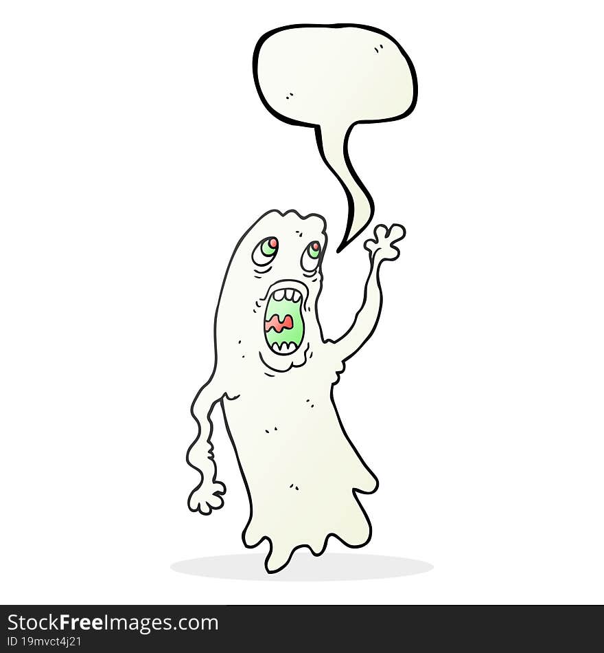 freehand drawn speech bubble cartoon ghost