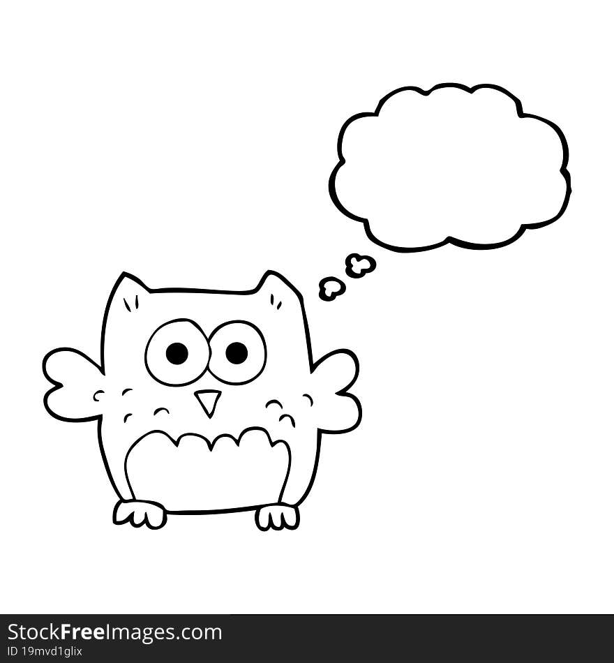 freehand drawn thought bubble cartoon owl