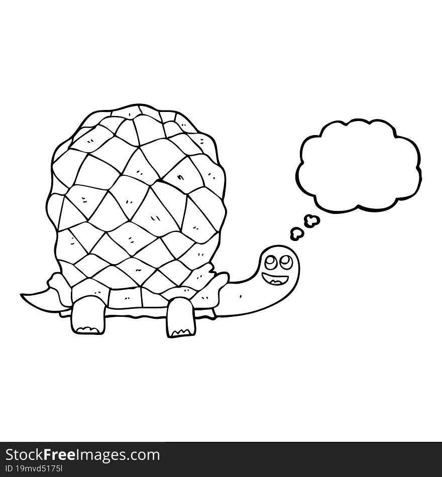 freehand drawn thought bubble cartoon tortoise