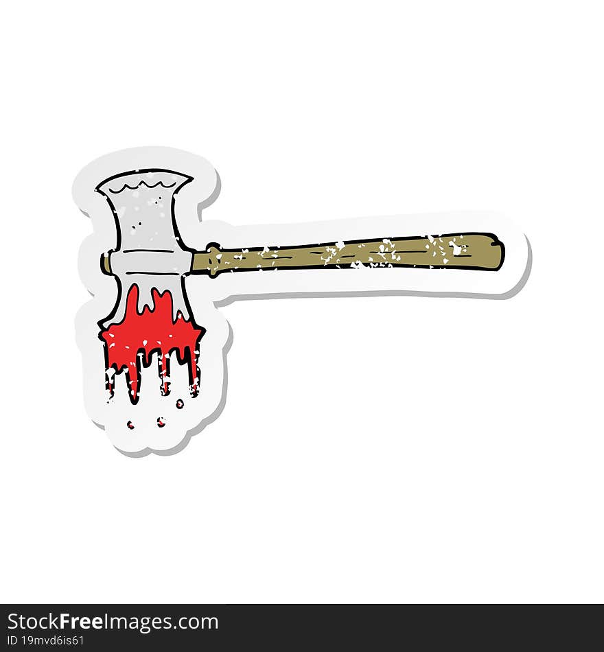 retro distressed sticker of a cartoon bloody axe