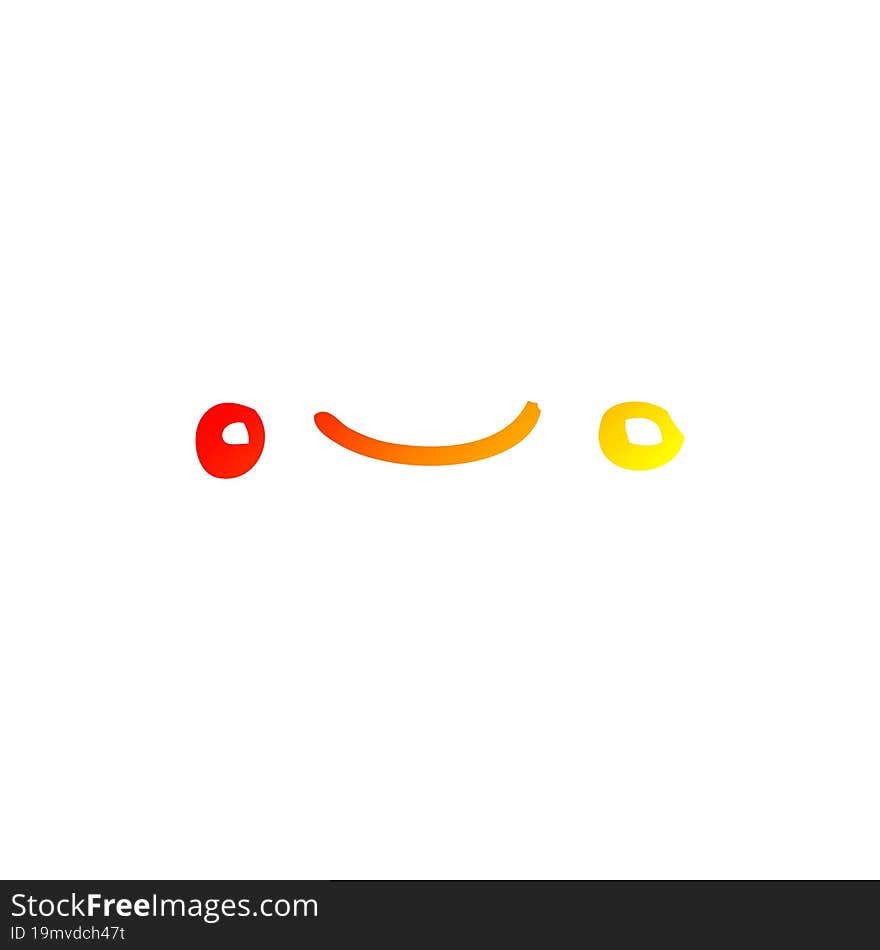 warm gradient line drawing happy cartoon face