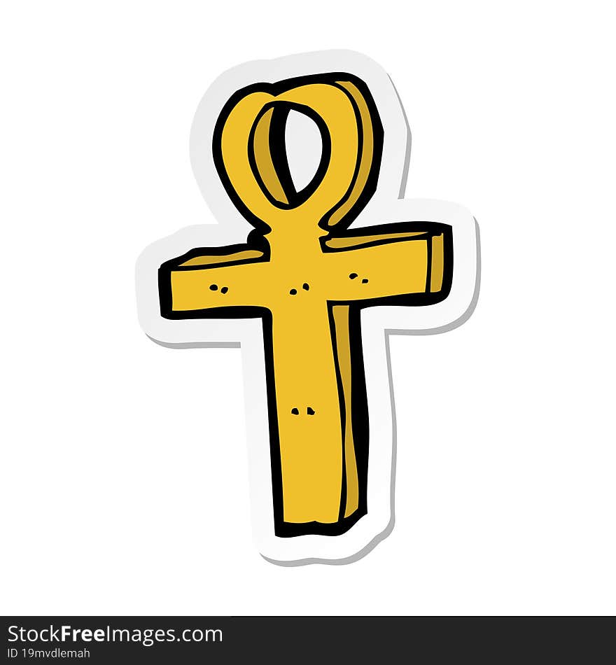 sticker of a cartoon ankh symbol