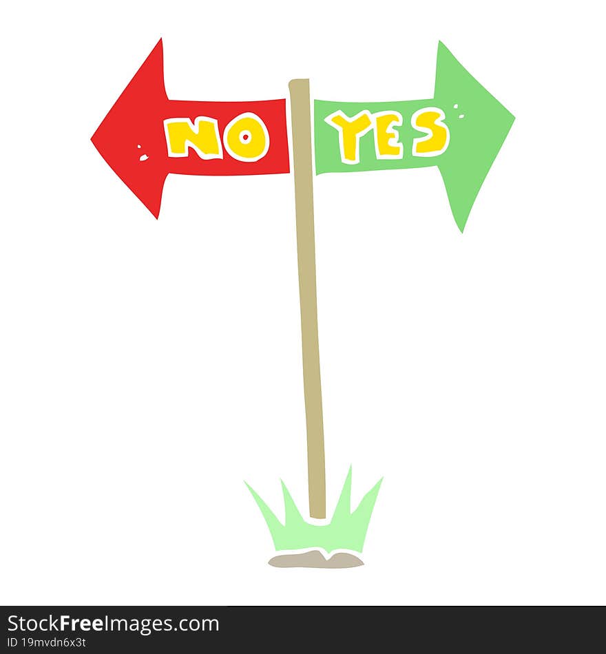 flat color illustration of yes and no sign. flat color illustration of yes and no sign