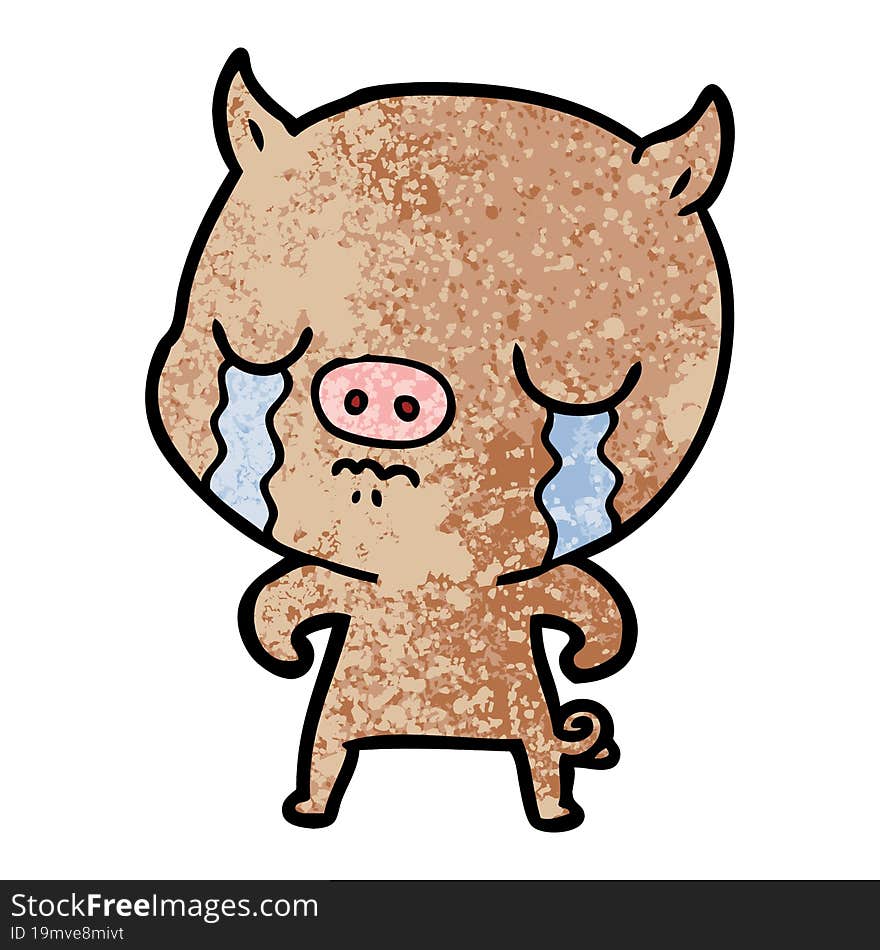 cartoon pig crying. cartoon pig crying