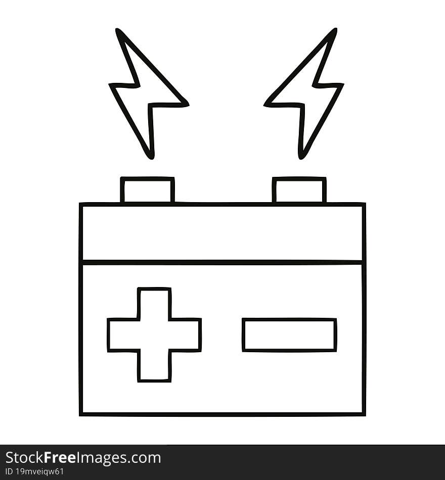 line drawing cartoon electrical battery