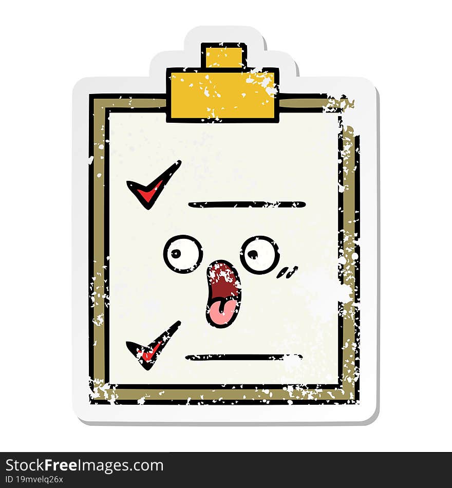 Distressed Sticker Of A Cute Cartoon Check List