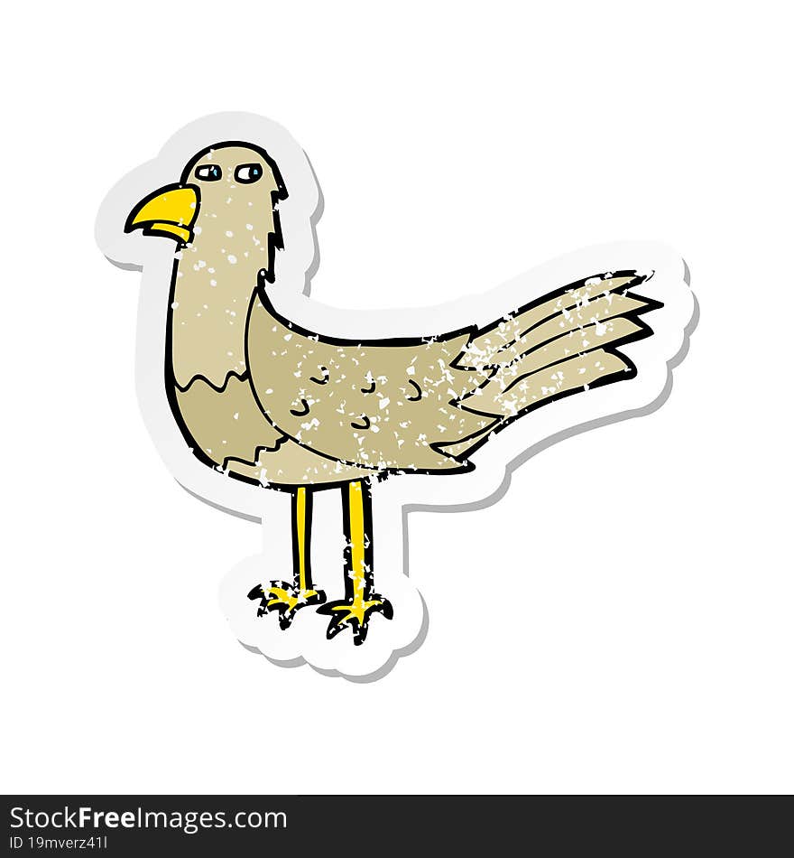 retro distressed sticker of a cartoon bird