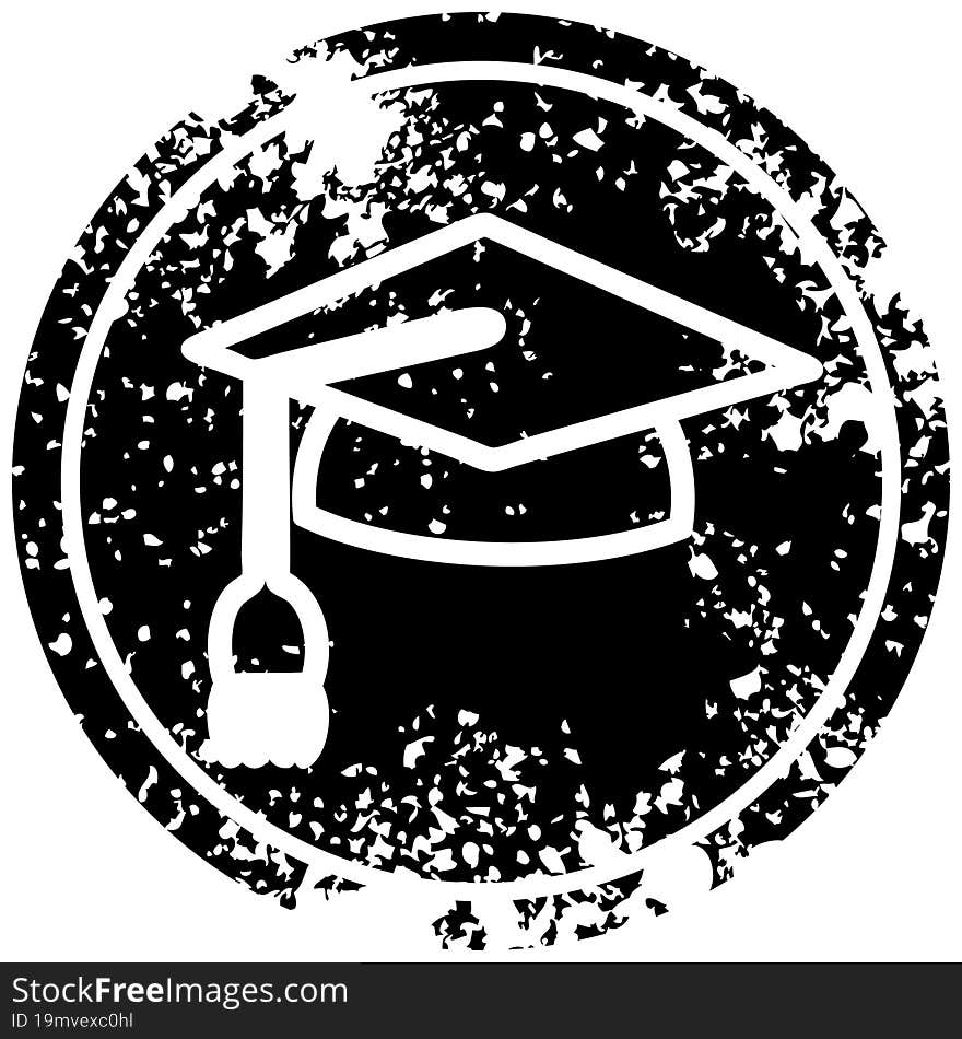 graduation cap distressed icon