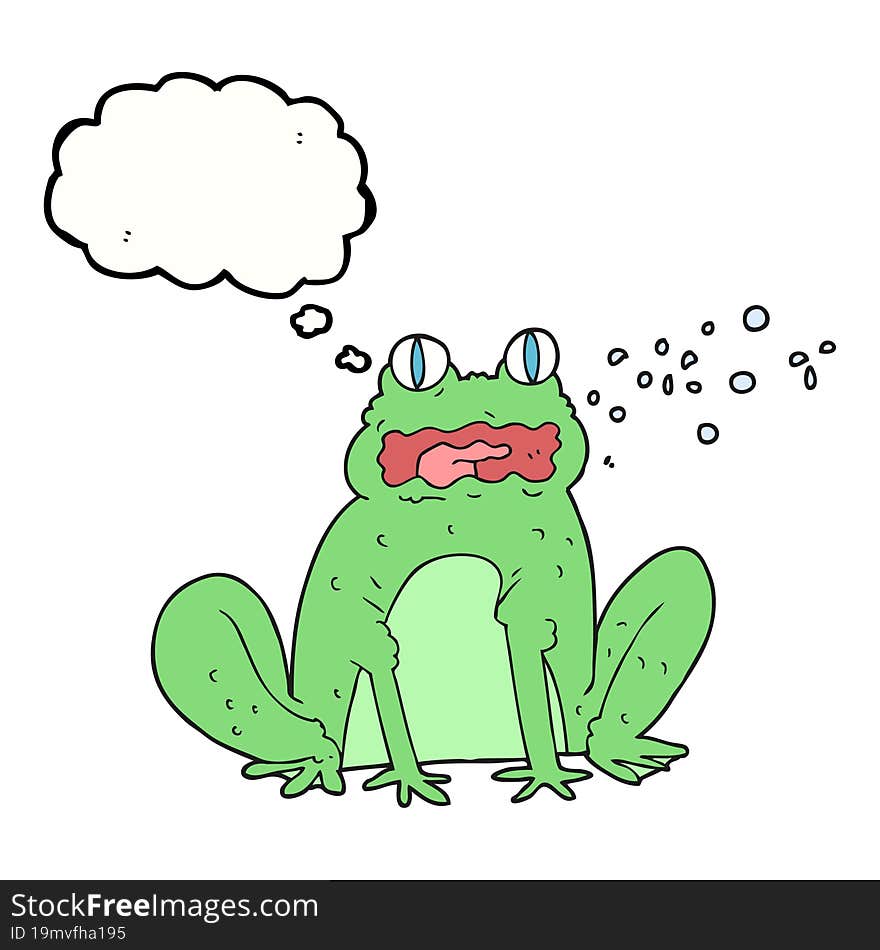 freehand drawn thought bubble cartoon burping frog