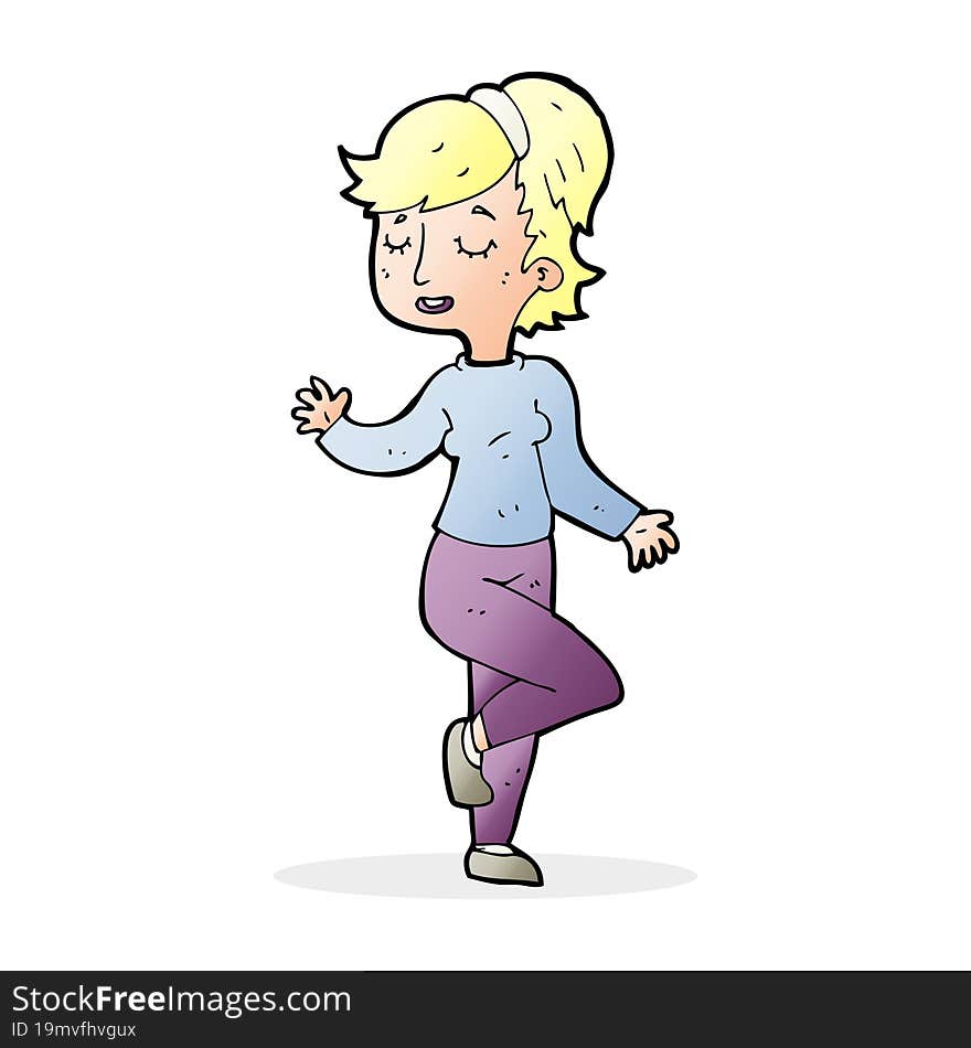 cartoon dancing woman