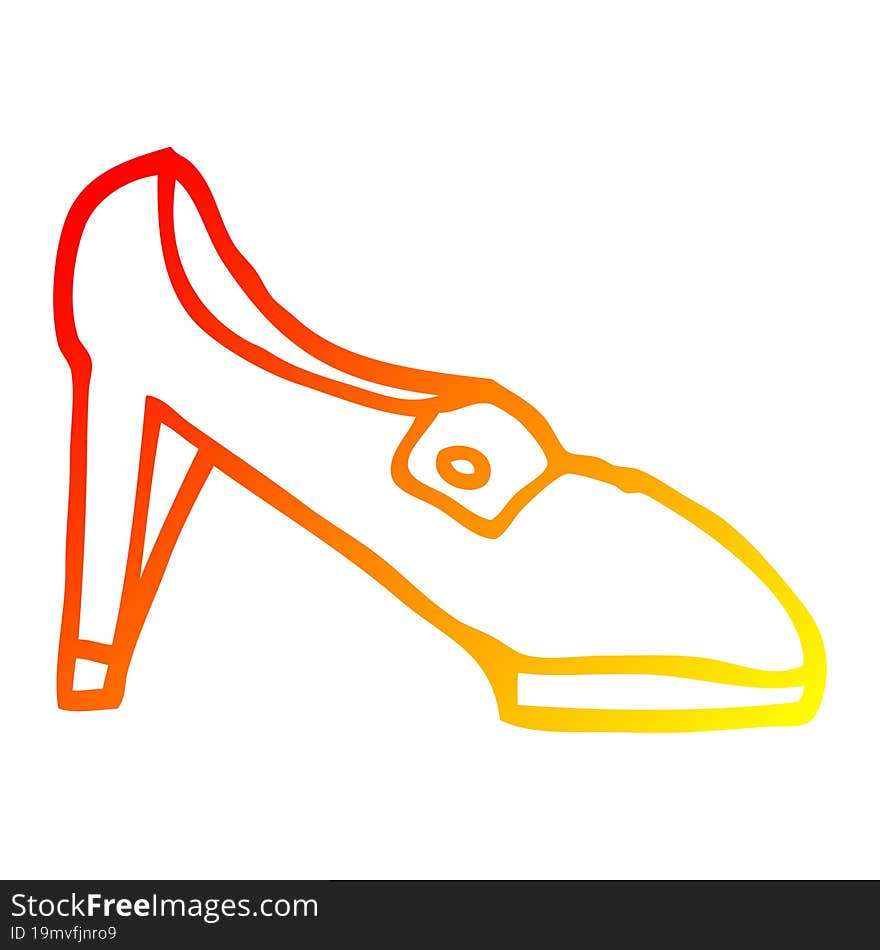 warm gradient line drawing cartoon shoe