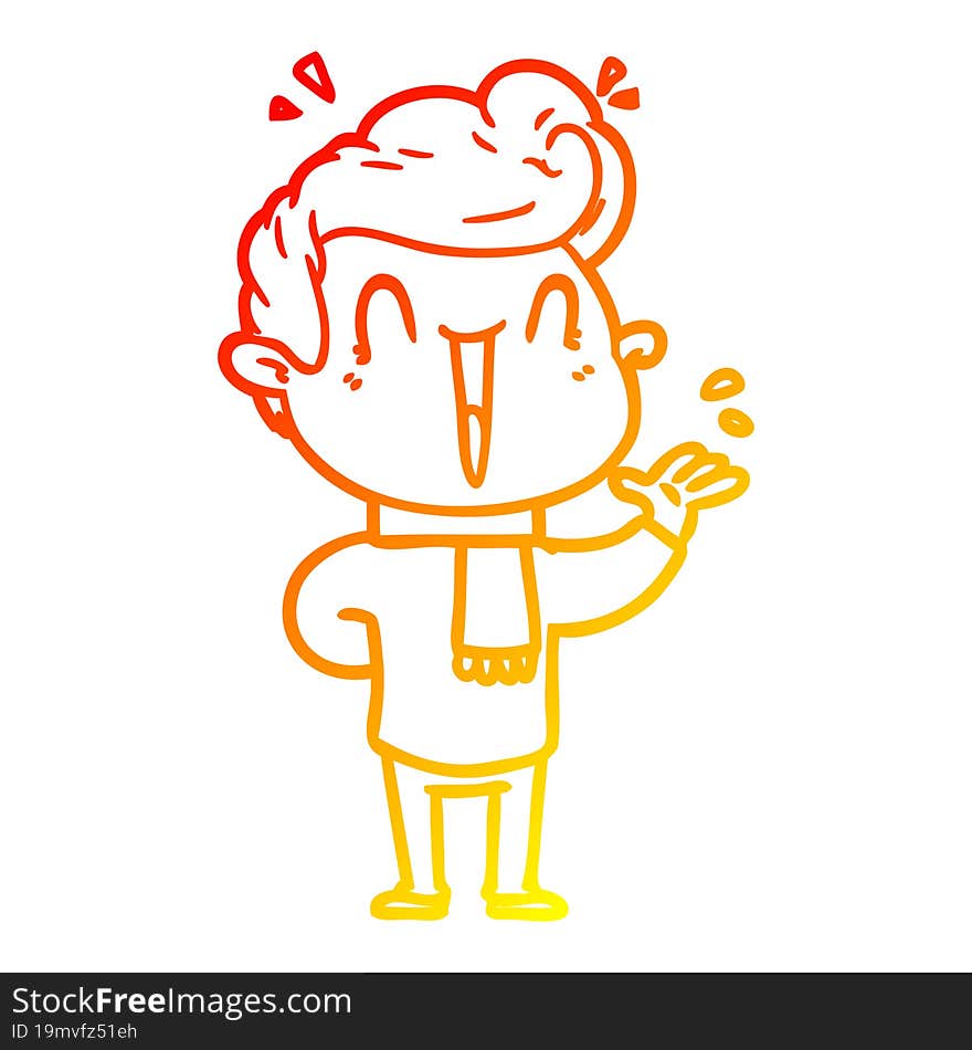 warm gradient line drawing cartoon excited man