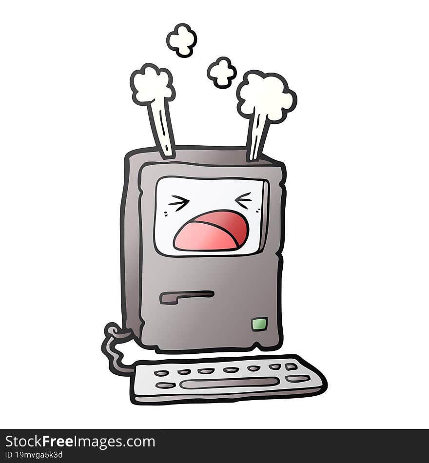 cartoon overheating computer. cartoon overheating computer