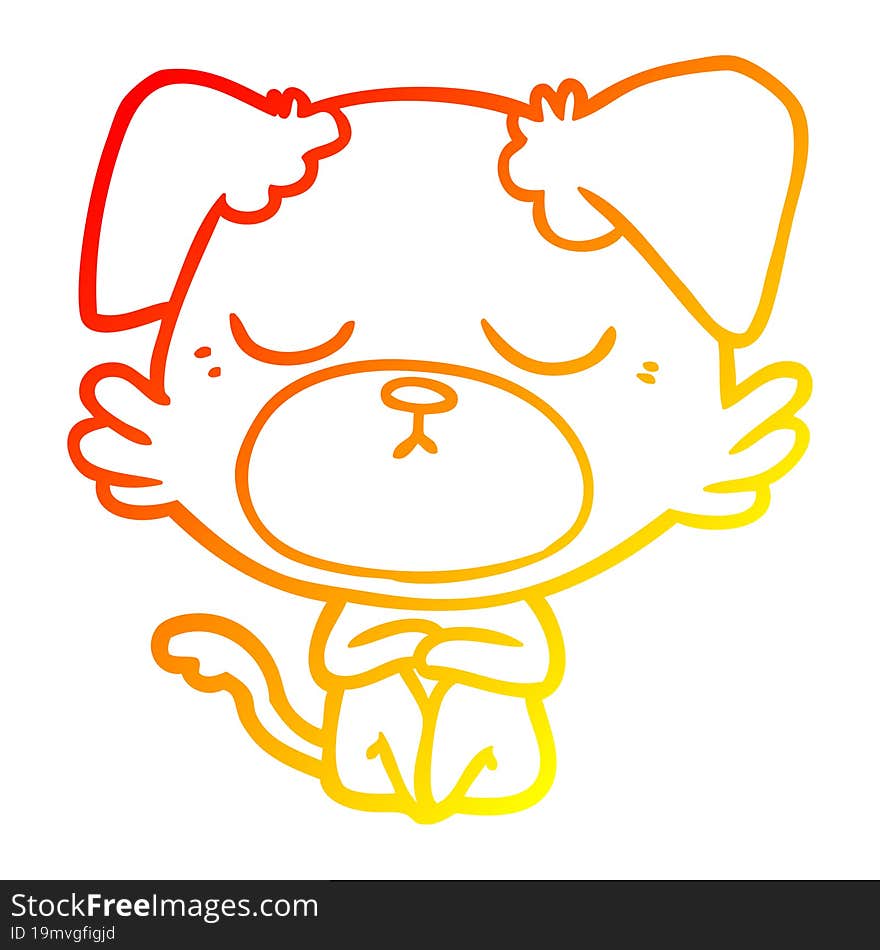 Warm Gradient Line Drawing Cute Cartoon Dog