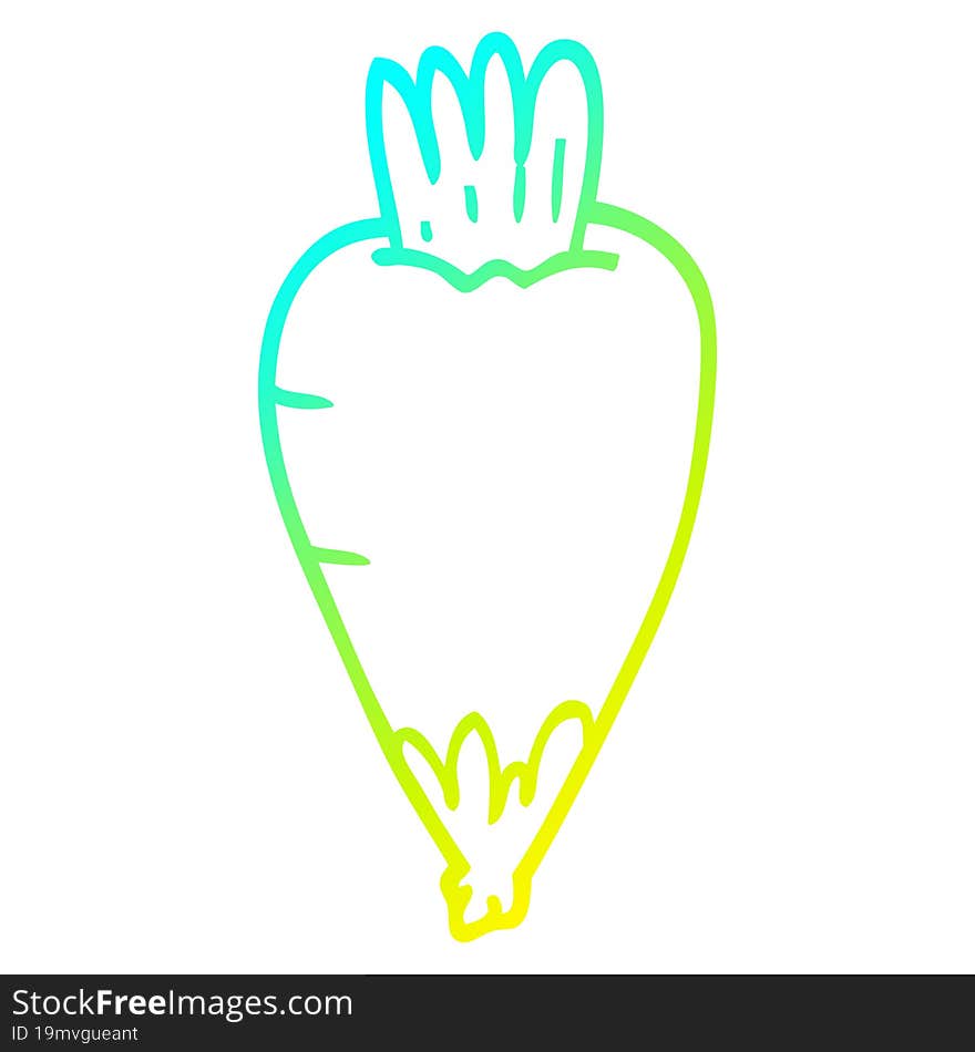 cold gradient line drawing cartoon root vegetable