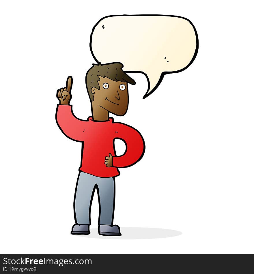 cartoon man with great idea with speech bubble