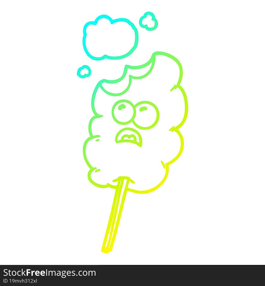 cold gradient line drawing of a cotton candy cartoon