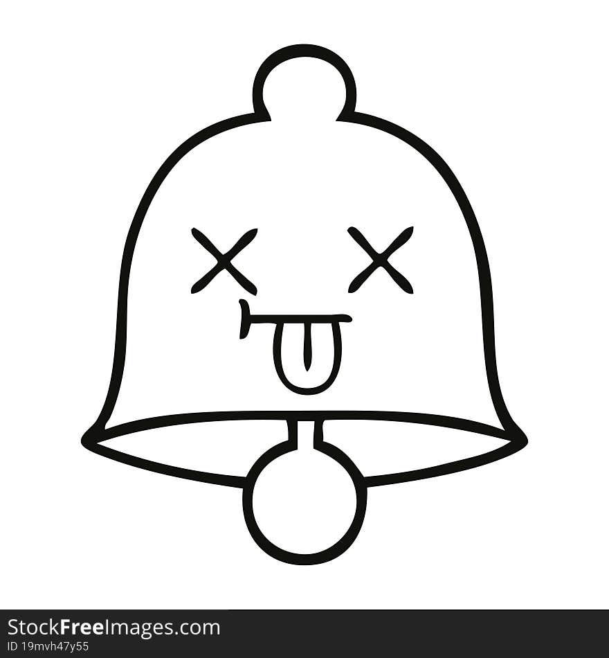 line drawing cartoon of a bell. line drawing cartoon of a bell