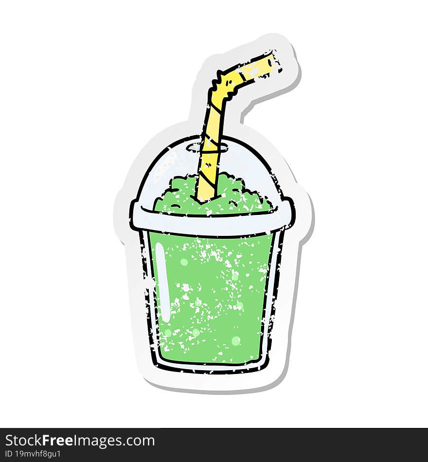 distressed sticker of a cartoon iced smoothie