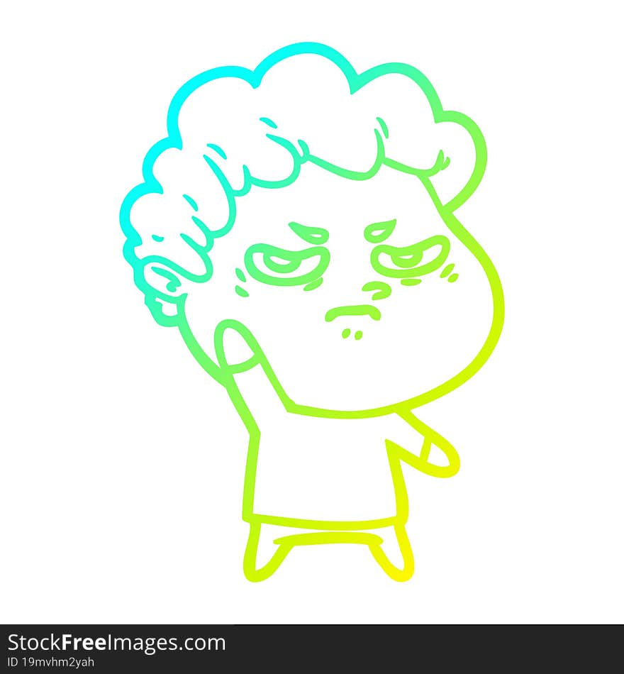 cold gradient line drawing cartoon angry man