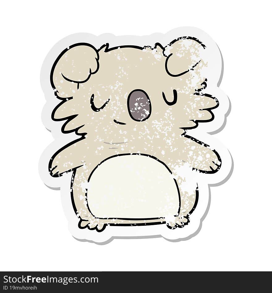 distressed sticker of a cartoon koala