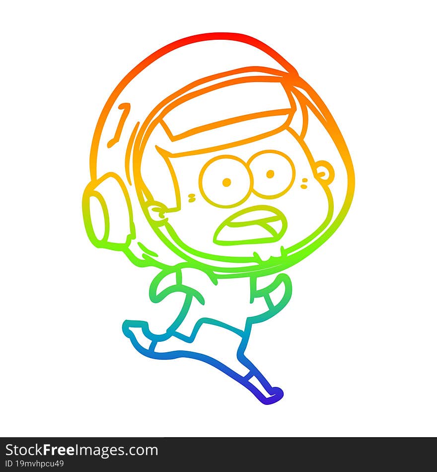 rainbow gradient line drawing cartoon surprised astronaut