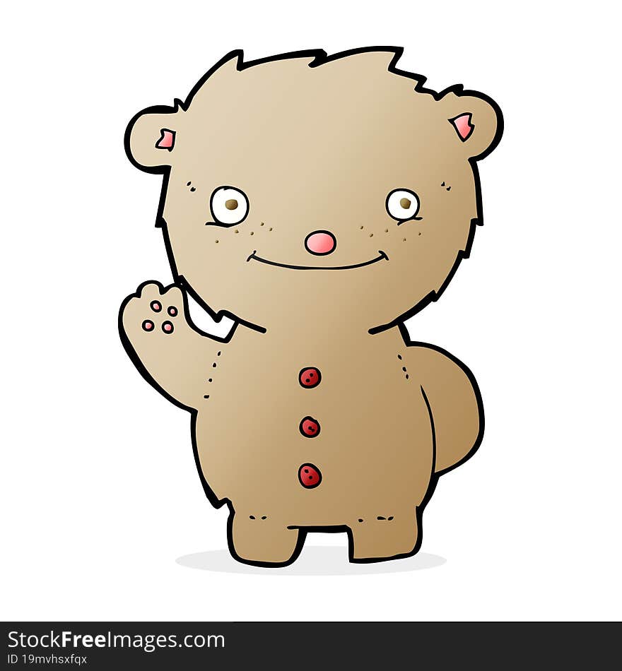 cartoon waving teddy bear