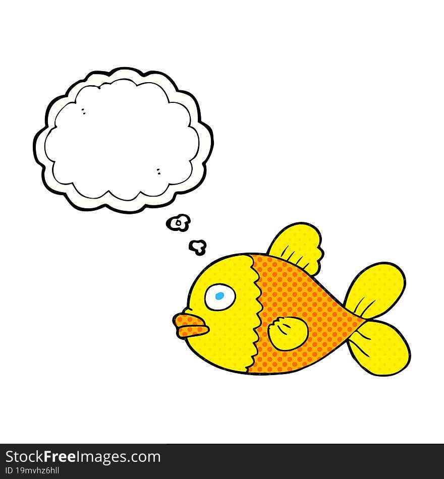 freehand drawn thought bubble cartoon fish