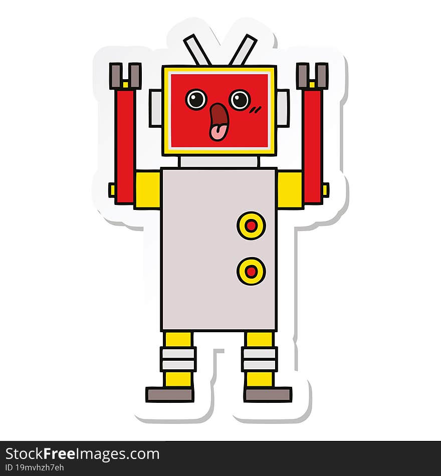 Sticker Of A Cute Cartoon Robot