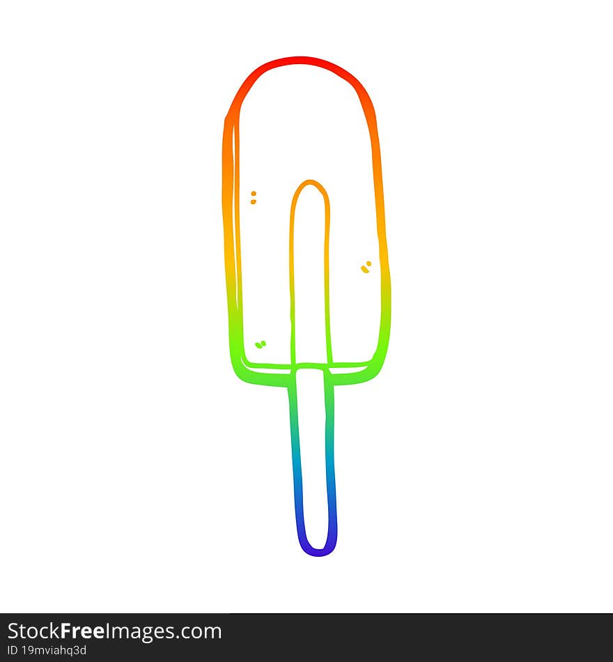 rainbow gradient line drawing cartoon ice lolly