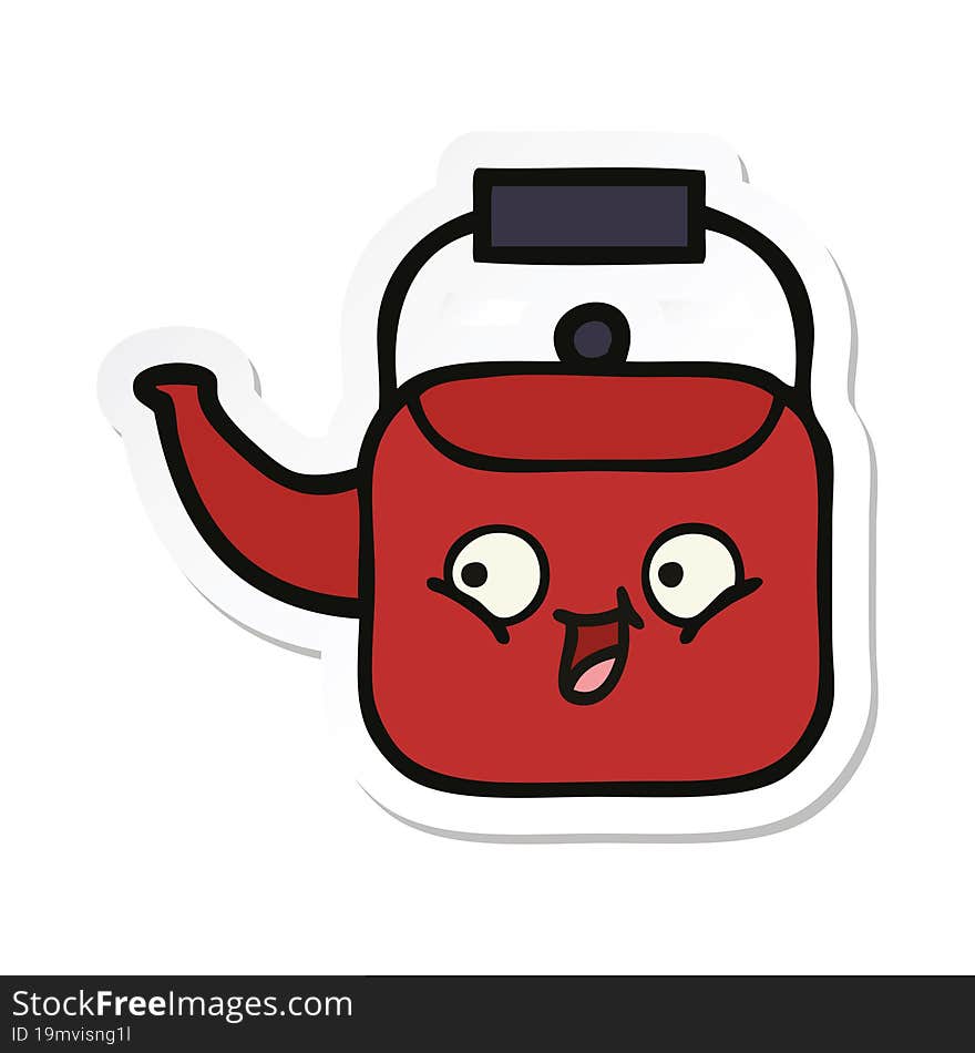 sticker of a cute cartoon kettle