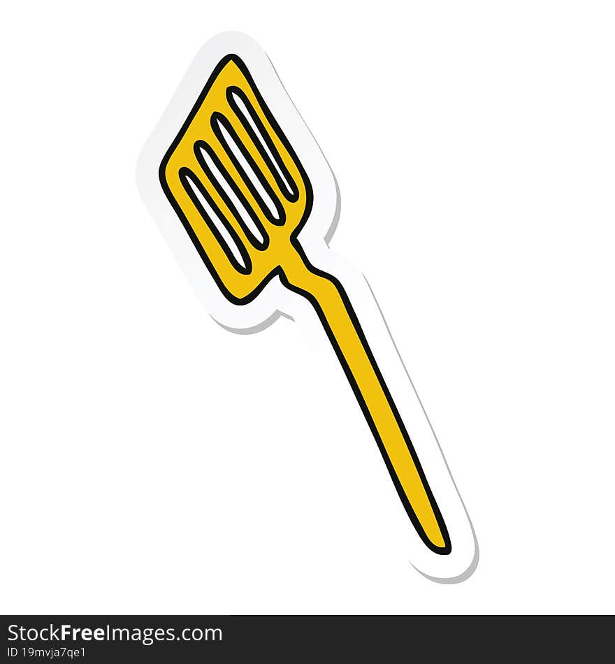 Sticker Of A Quirky Hand Drawn Cartoon Spatula