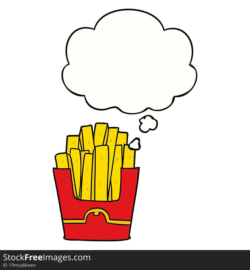 cartoon fries and thought bubble