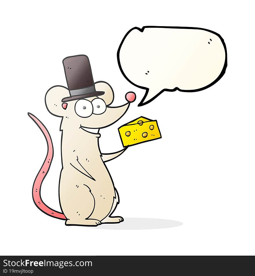 Speech Bubble Cartoon Mouse With Cheese