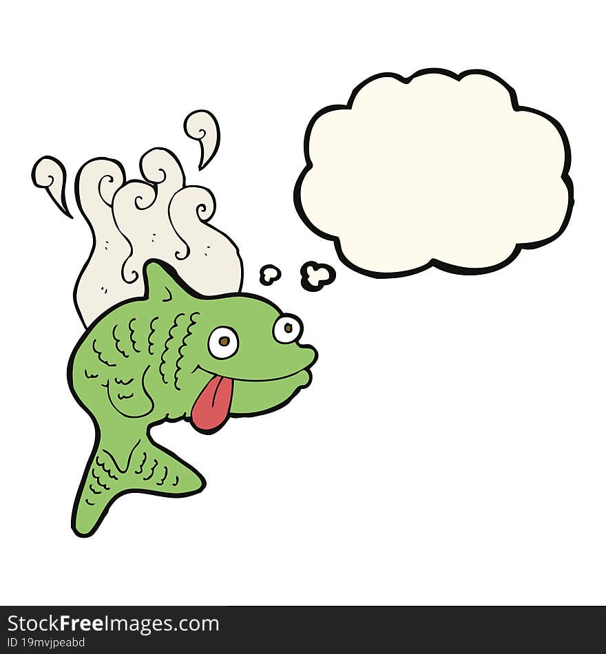 cartoon smelly fish with thought bubble