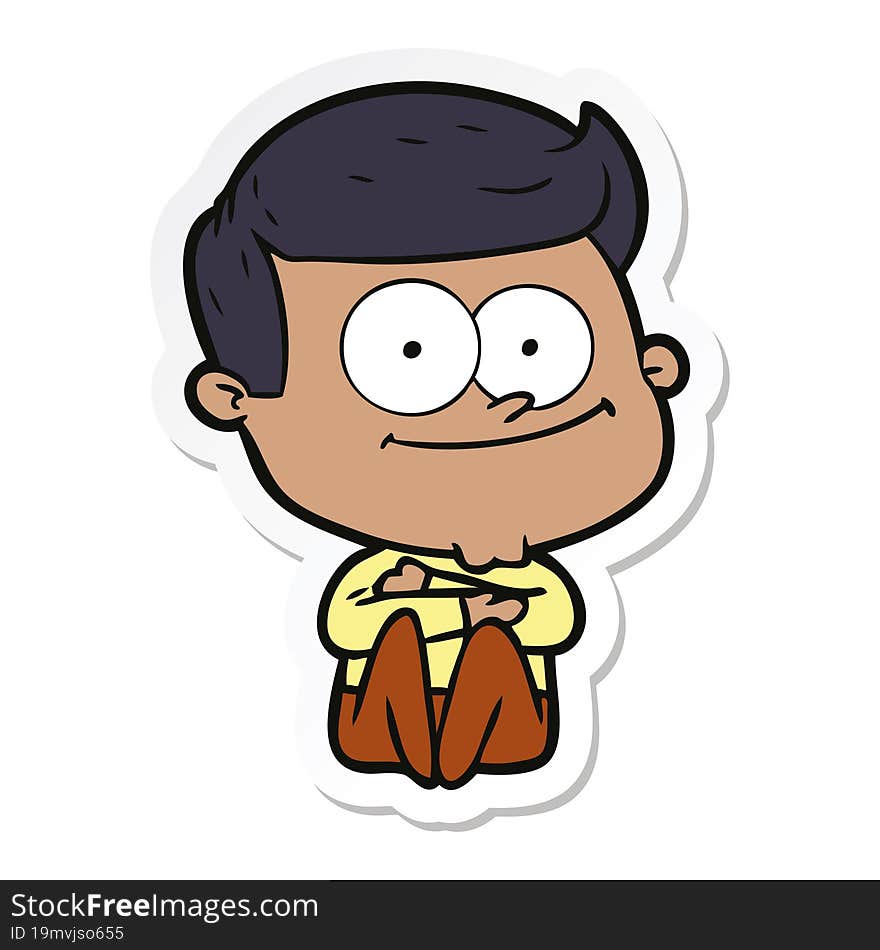 sticker of a cartoon happy man