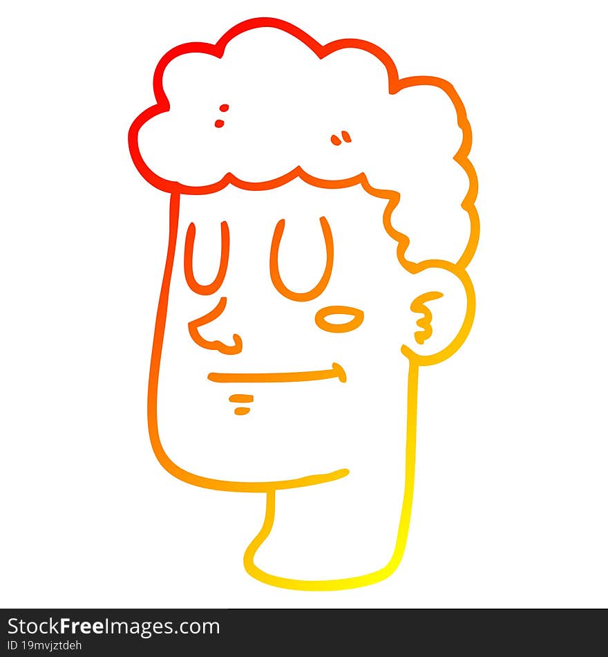 warm gradient line drawing cartoon male face