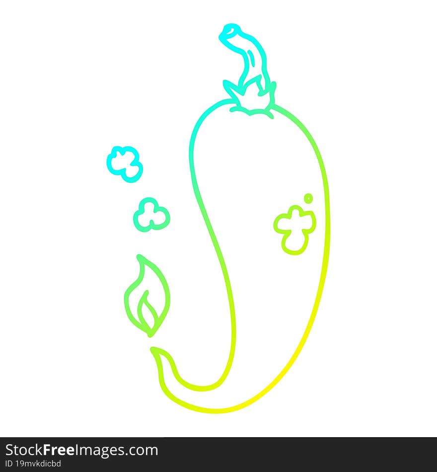 cold gradient line drawing of a cartoon chili pepper