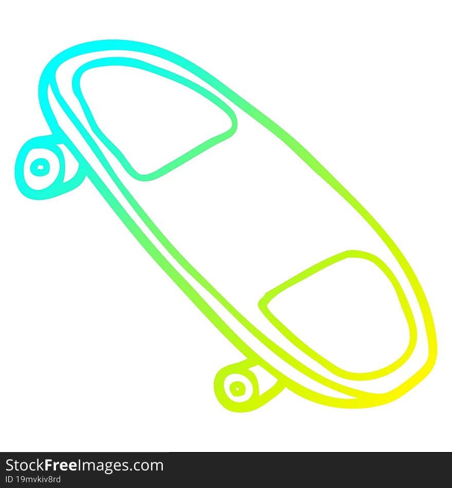 cold gradient line drawing cartoon skateboard