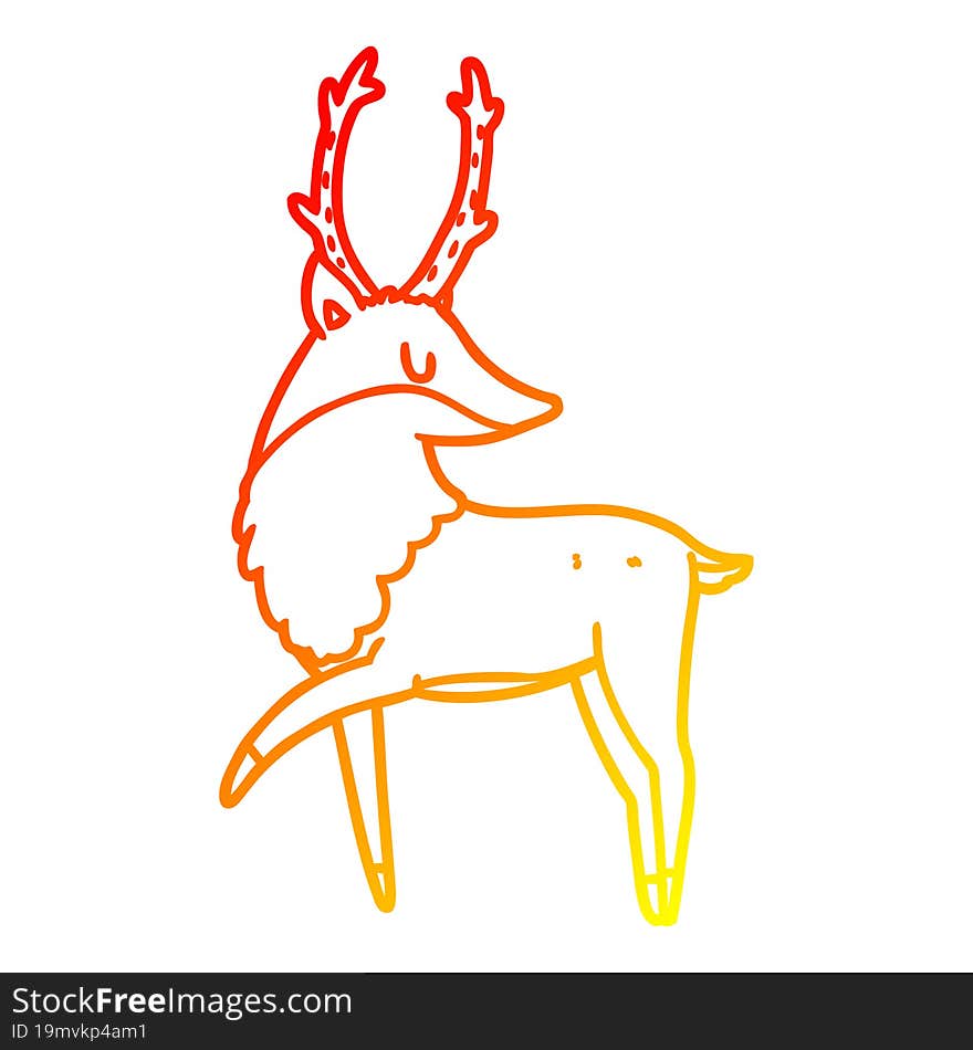 warm gradient line drawing cartoon stag