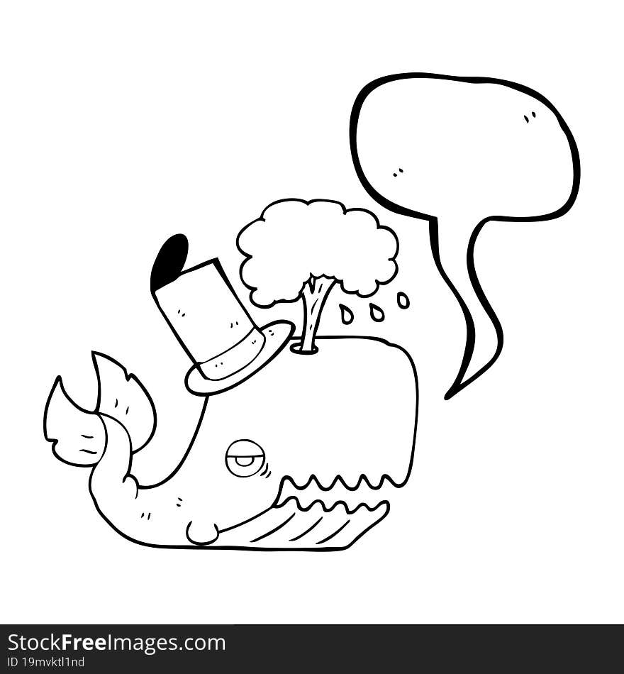 Speech Bubble Cartoon Whale Spouting Water