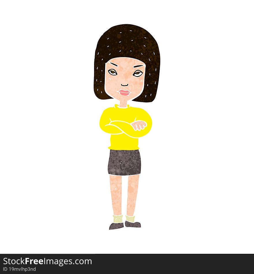 cartoon woman with crossed arms