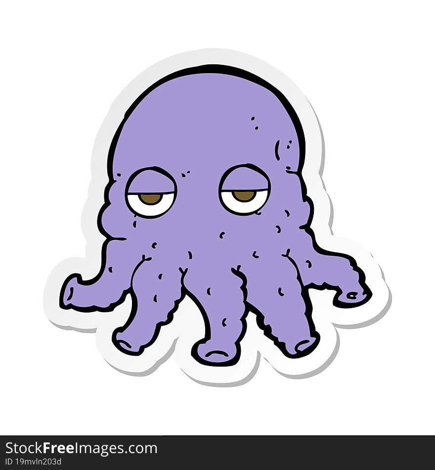 sticker of a cartoon alien squid face